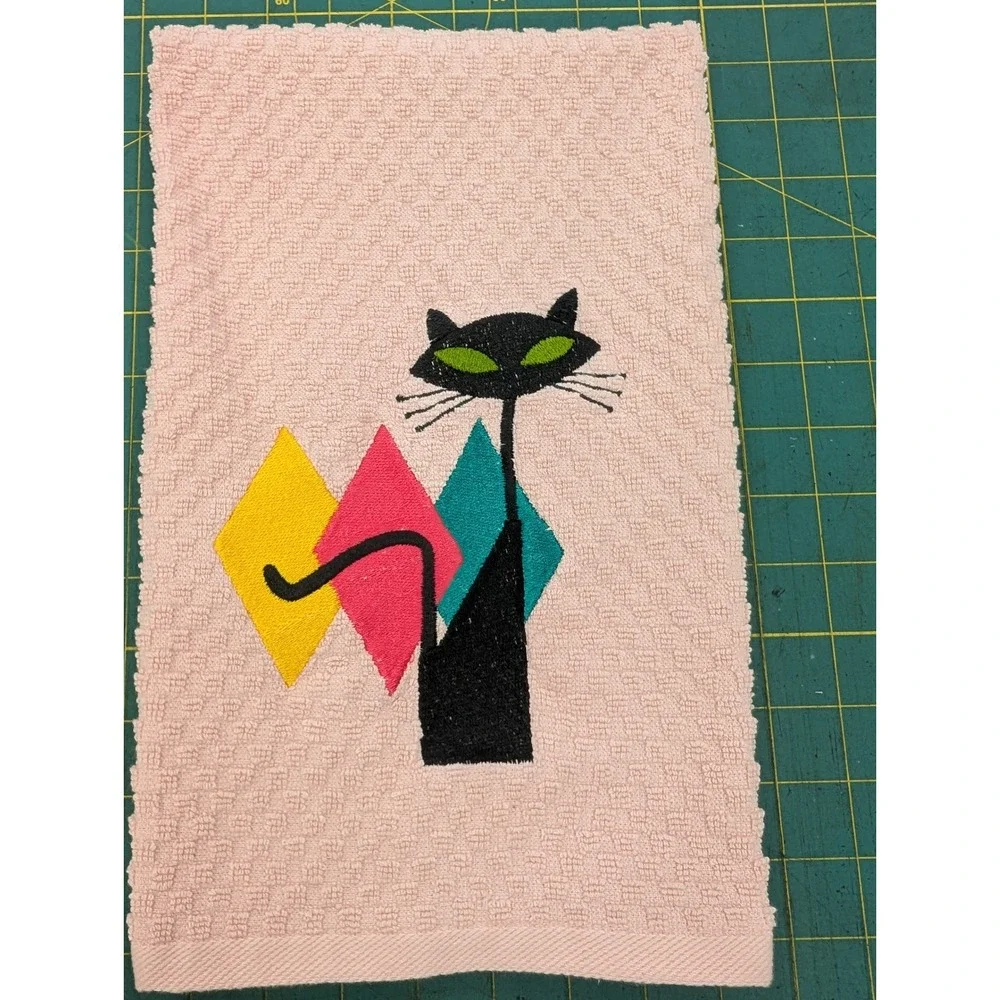 Retro Mid Century Modern Atomic Cat Kitchen Towel Set of 1  Great Gift Idea!